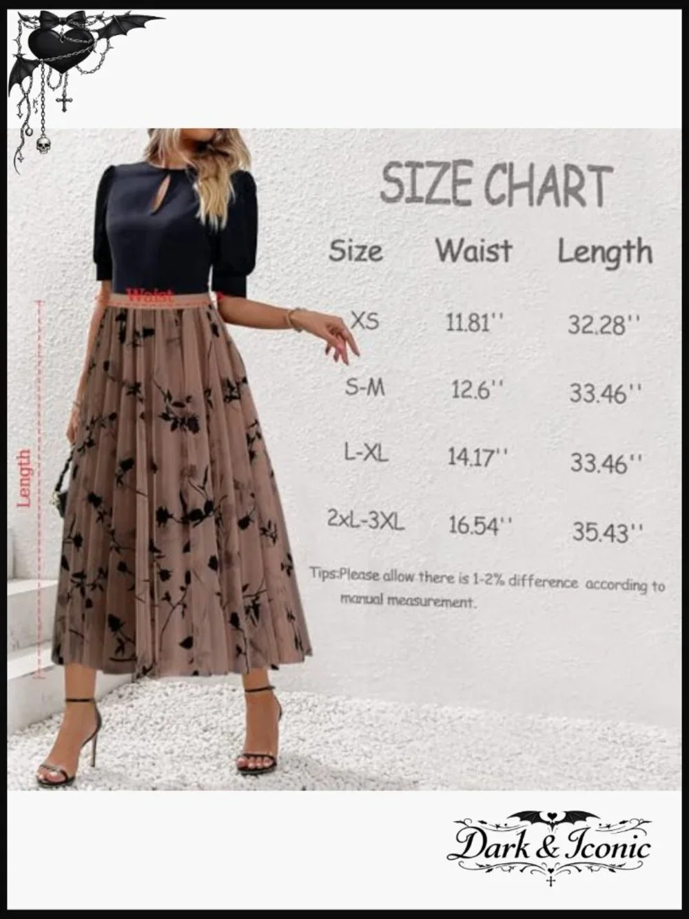 Tulle Midi Pleated Skirt A-line Flowy High Waist Dressy Trendy - Picture 7 of 7